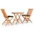 Set de bistró 3 pzas con cojines negros madera maciza de