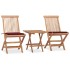 Set comedor de jardín plegable 3 piezas madera de teca