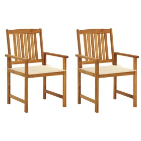 Sillas de jardín con cojines 2 unidades madera maciza de