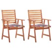 Sillas comedor de jardín 2 uds madera maciza acacia y cojines