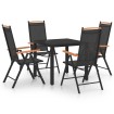 Juego de comedor de jardín 5 piezas aluminio negro