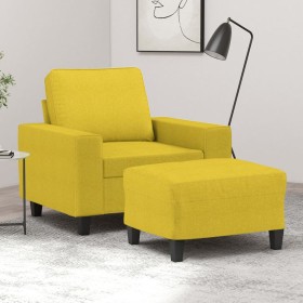 Sillón con taburete tela amarillo claro 60