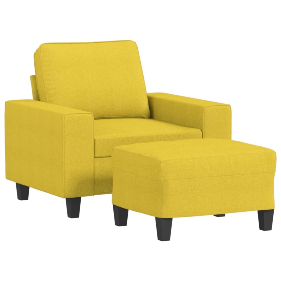 Sillón con taburete tela amarillo claro 60