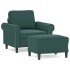 Sillón con taburete terciopelo verde oscuro 60