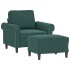 Sillón con taburete terciopelo verde oscuro 60