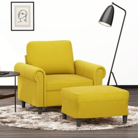 Sillón con taburete terciopelo amarillo 60