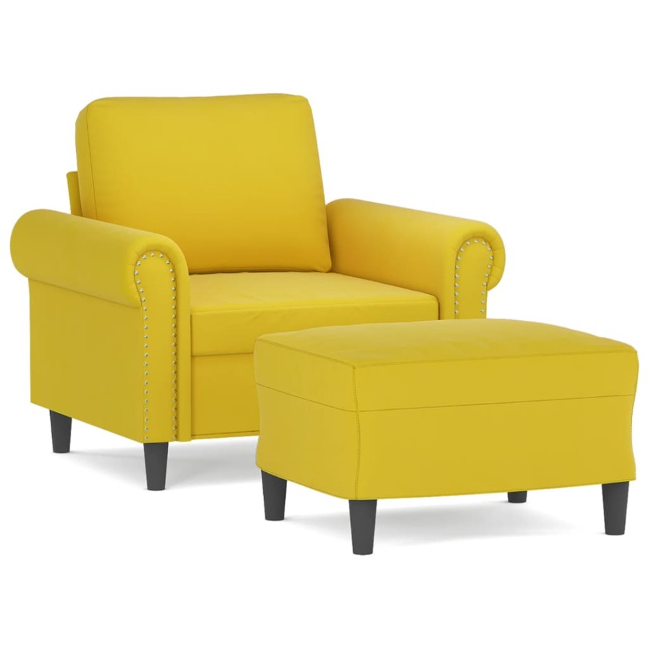 Sillón con taburete terciopelo amarillo 60