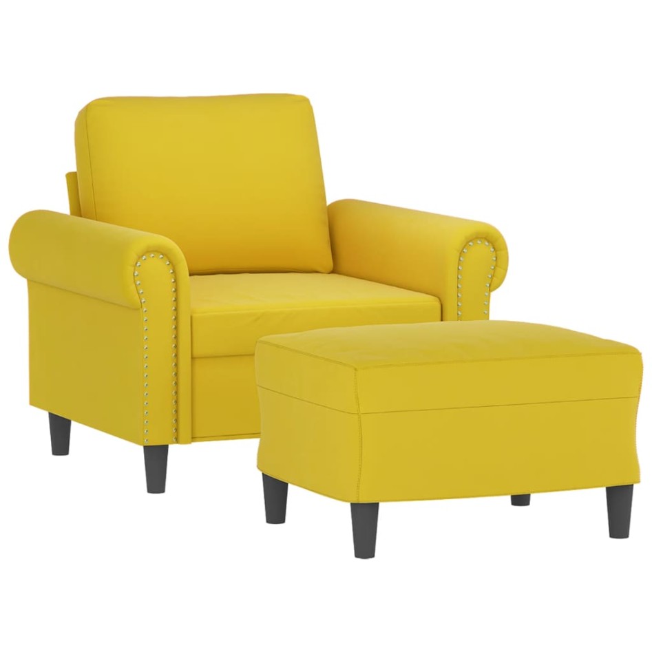 Sillón con taburete terciopelo amarillo 60