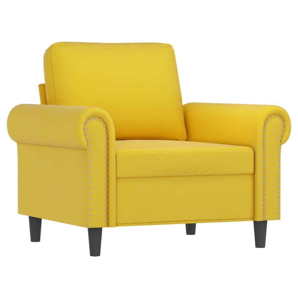 Sillón con taburete terciopelo amarillo 60