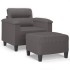 Sillón con taburete cuero sintético gris 60