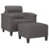 Sillón con taburete cuero sintético gris 60