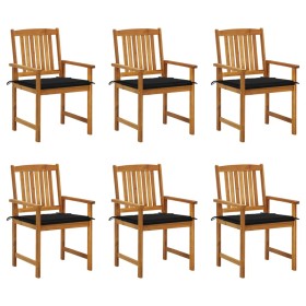 Sillas de jardín y cojines 6 unidades madera maciza de