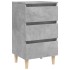 Mesita de noche patas madera maciza gris hormigón 40x35x69