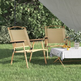 Sillas de camping 2 uds tela Oxford beige 54x55x78