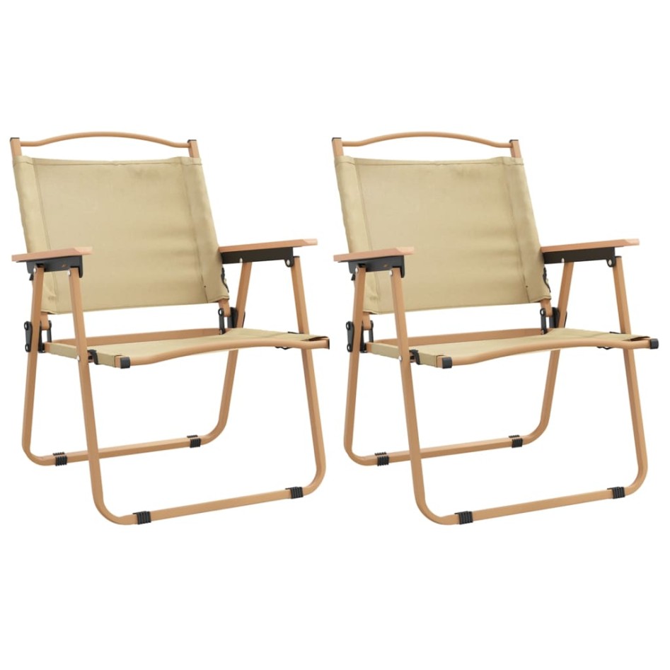 Sillas de camping 2 uds tela Oxford beige 54x55x78