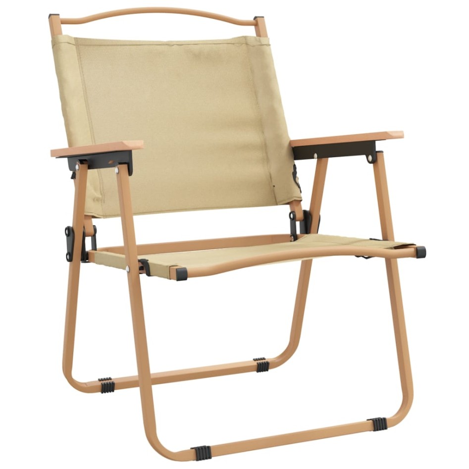 Sillas de camping 2 uds tela Oxford beige 54x55x78