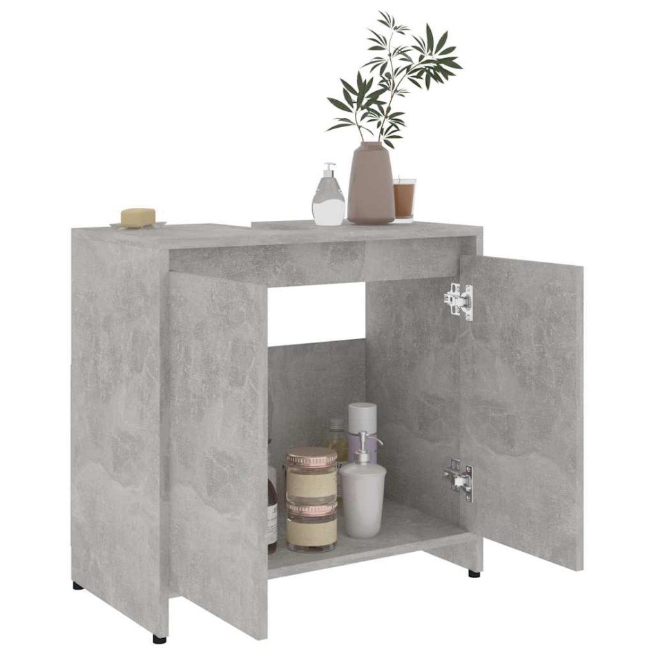 Armario de baño madera contrachapada gris hormigón 60x33x61