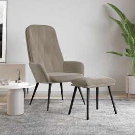 Sillón de relax con taburete terciopelo gris