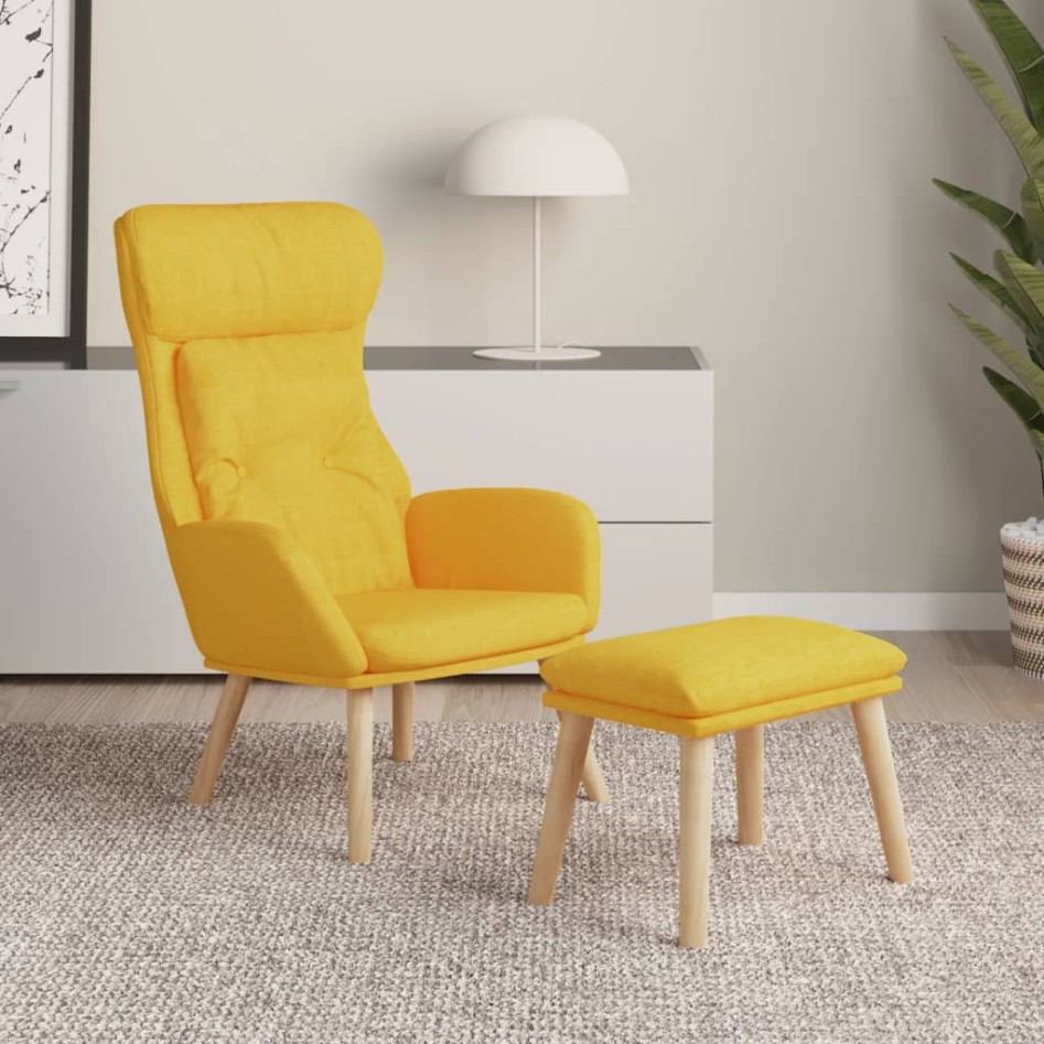 Sillón de relax con taburete tela amarillo