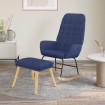 Sillón mecedora con taburete tela azul