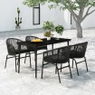 Juego de comedor para jardín 5 piezas negro