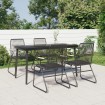 Juego de comedor de jardín 5 piezas ratán PVC negro