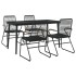 Juego de comedor de jardín 5 piezas ratán PVC