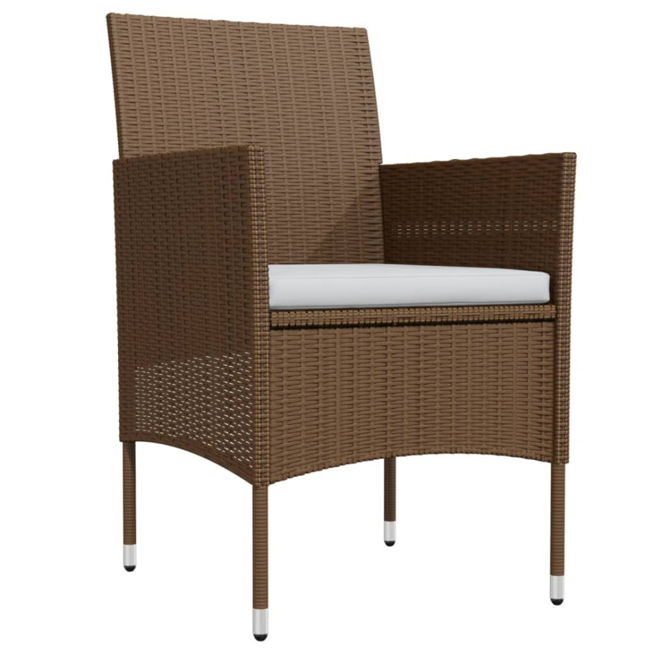 Juego de comedor de jardín 5 piezas con cojines marrón y