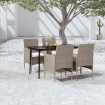 Juego de comedor de jardín 5 piezas con cojines beige y negro