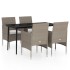 Juego de comedor de jardín 5 piezas con cojines beige y