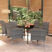 Juego de comedor de jardín 7 piezas con cojines gris y negro