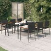 Juego de comedor para jardín 7 piezas negro