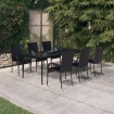 Juego de comedor para jardín 7 piezas negro