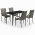 Juego de comedor para jardín 5 piezas con cojines gris y