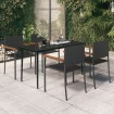 Juego de comedor para jardín 5 piezas negro