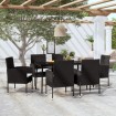 Juego de comedor para jardín 7 piezas negro