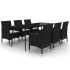 Set comedor de jardín 7 pzas y cojines ratán sintético y