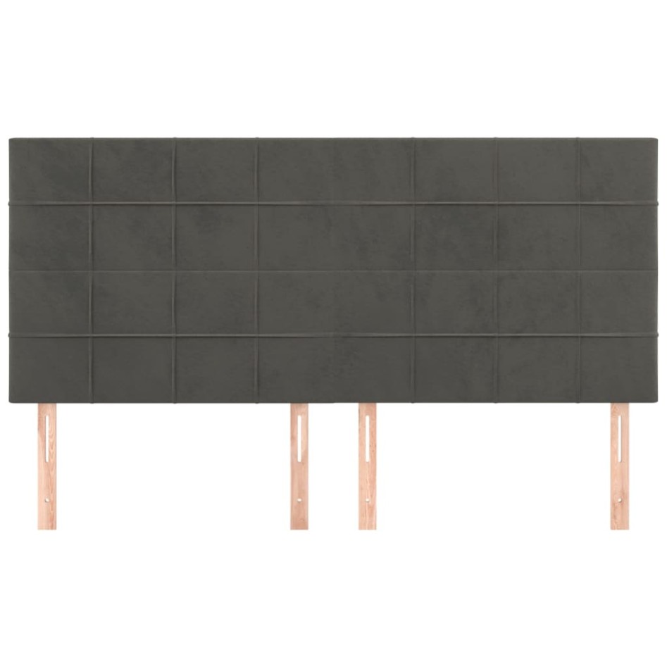 Cabeceros 4 unidades de terciopelo gris oscuro 80x5x78/88
