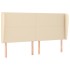 Cabecero con orejas de tela color crema 203x23x118/128