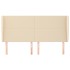 Cabecero con orejas de tela color crema 203x23x118/128