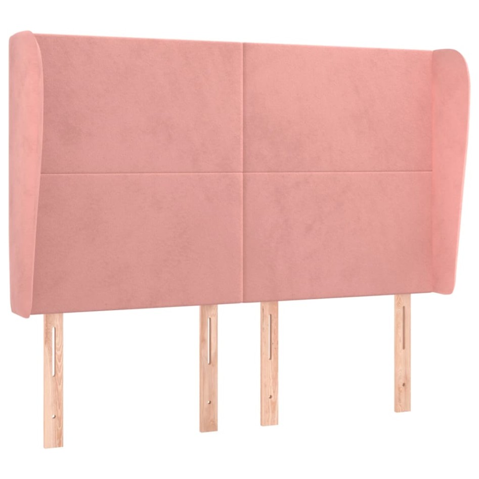 Cabecero con orejas de terciopelo rosa 147x23x118/128