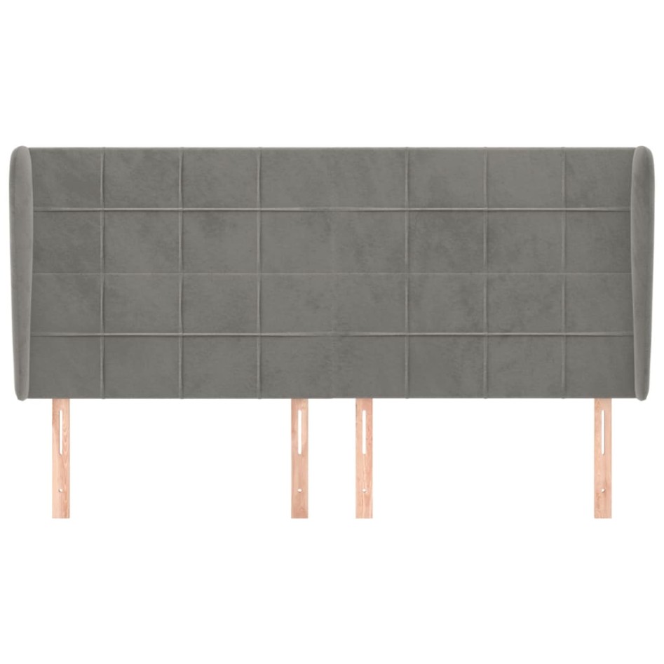 Cabecero con orejas de terciopelo gris claro 163x23x118/128