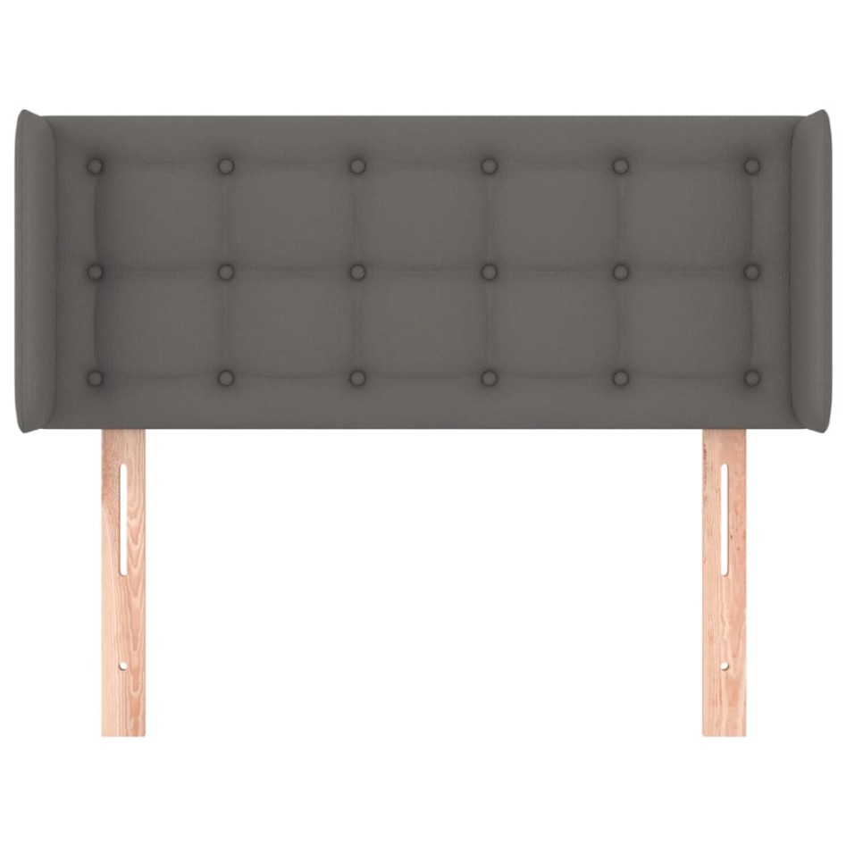 Cabecero de cuero sintético gris 93x16x78/88