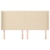 Cabecero con orejas de tela color crema 203x16x118/128