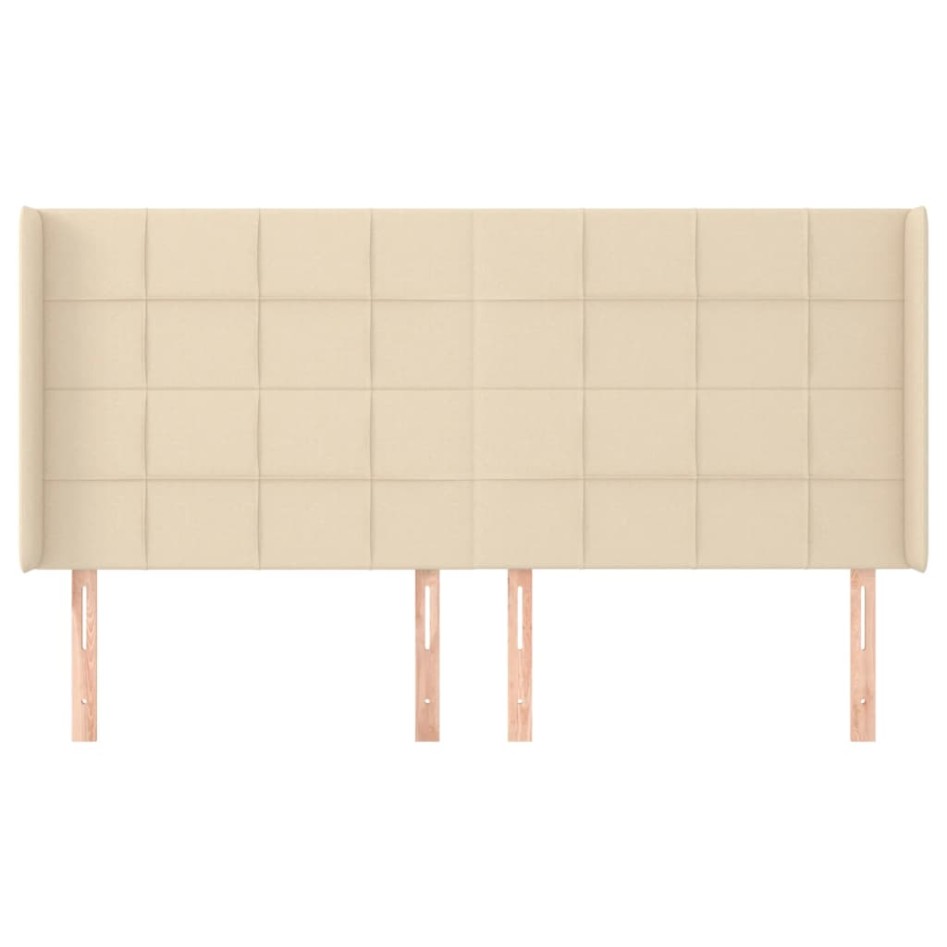 Cabecero con orejas de tela color crema 163x16x118/128