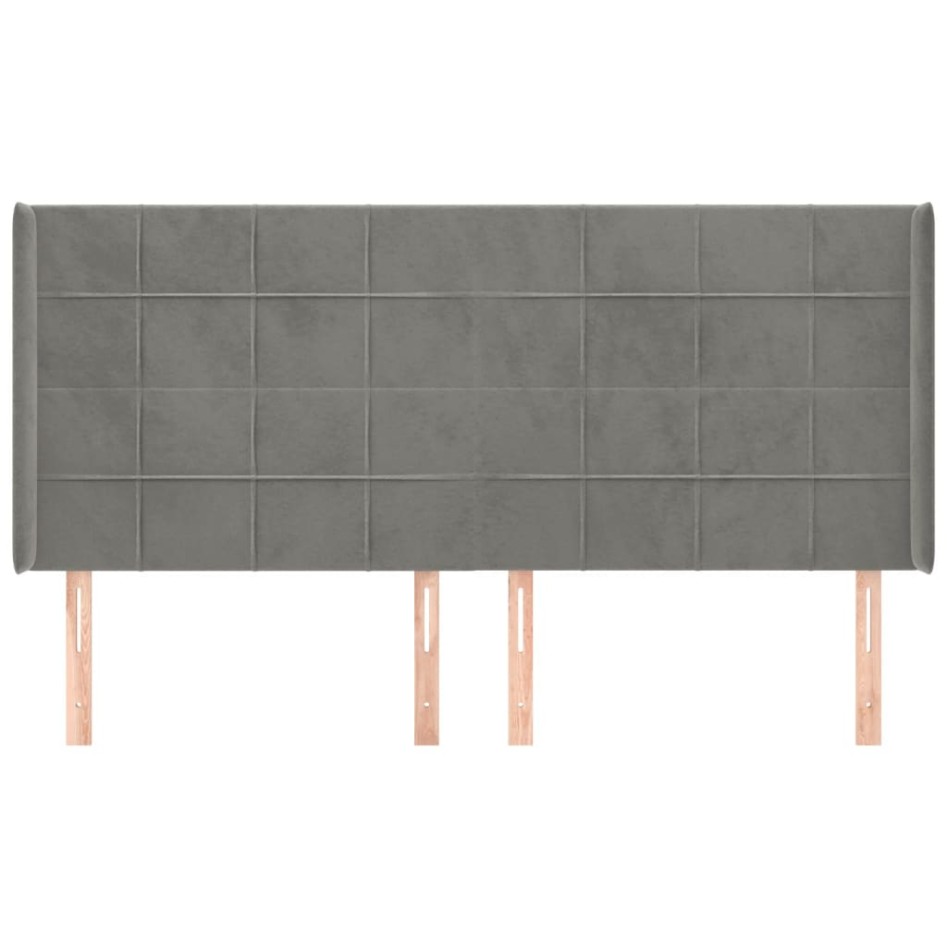 Cabecero con orejas de terciopelo gris claro 163x16x118/128