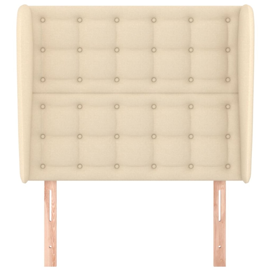 Cabecero con orejas de tela color crema 93x23x118/128