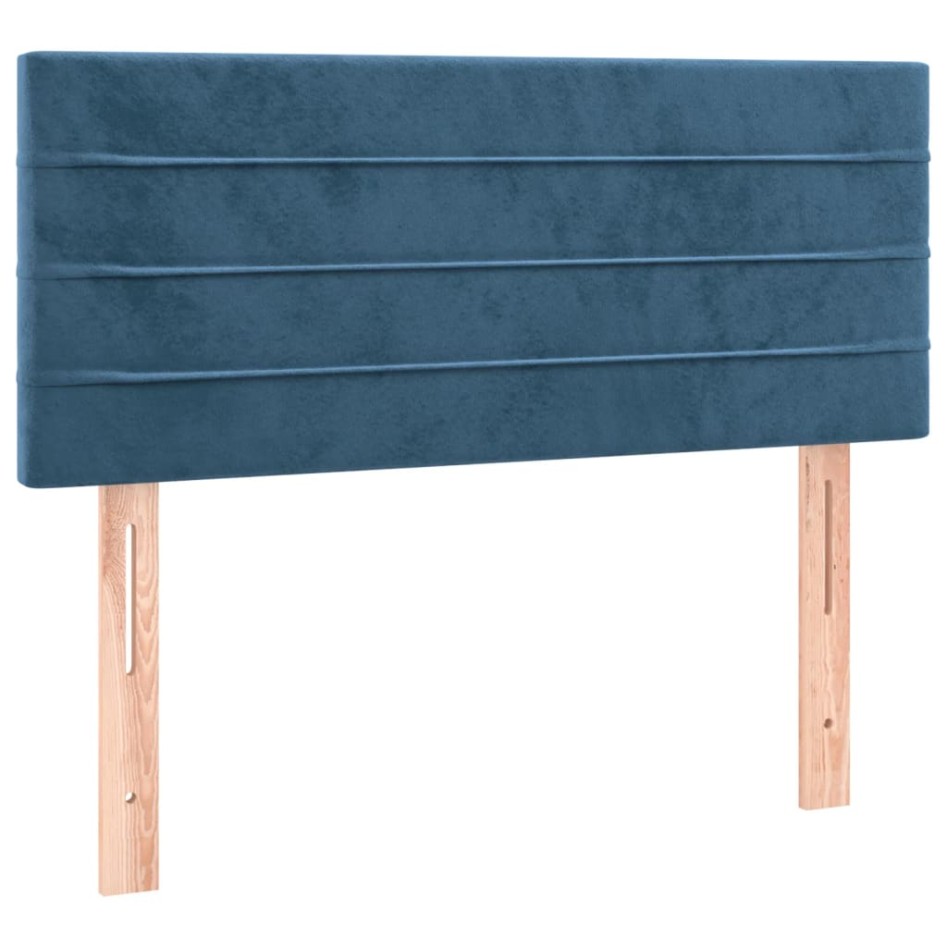 Cama box spring colchón y LED terciopelo azul oscuro 90x200