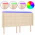 Cabecero con LED de tela color crema 163x16x118/128