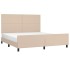Estructura de cama cabecero cuero sintético capuchino